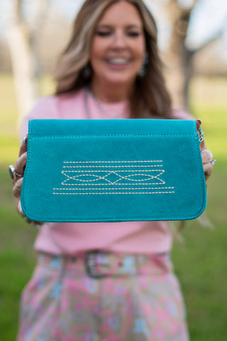 Cowtown Classic Clutch Handbag ~ Turquoise