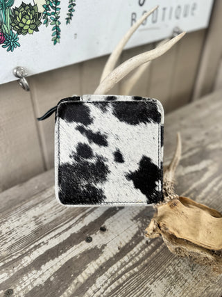 Cowhide Square Jewelry Box ~ Black