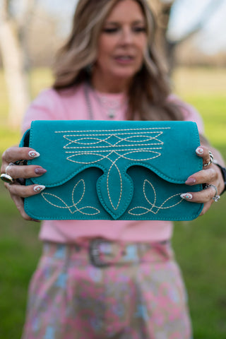 Cowtown Classic Clutch Handbag ~ Turquoise