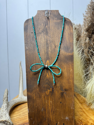 Bow'd Up in Turquoise Necklace
