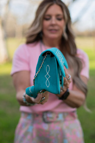 Cowtown Classic Clutch Handbag ~ Turquoise