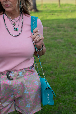 Cowtown Classic Clutch Handbag ~ Turquoise