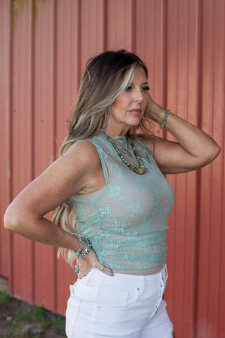 Ever After Lace Top ~ Mint