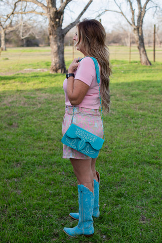 Cowtown Classic Clutch Handbag ~ Turquoise