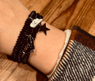 3 Strand Black Charm Bracelet