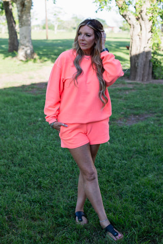 Corded Crew ~ Neon Coral