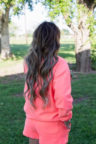 Corded Crew ~ Neon Coral