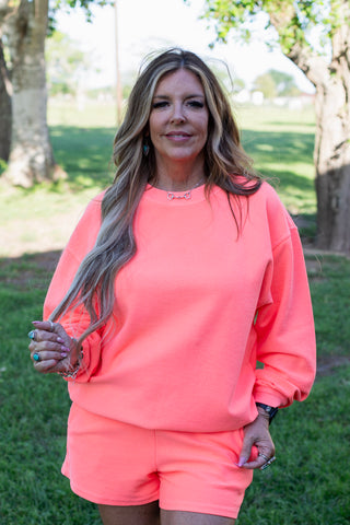 Corded Crew ~ Neon Coral