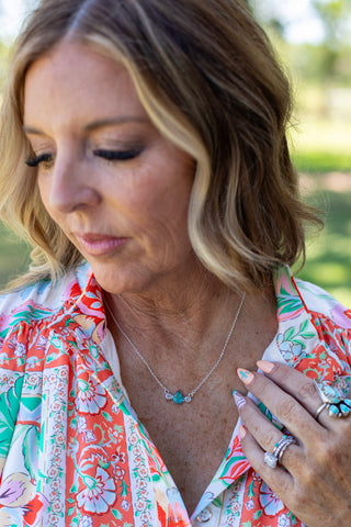 Western Halo Necklace ~ Teardrop