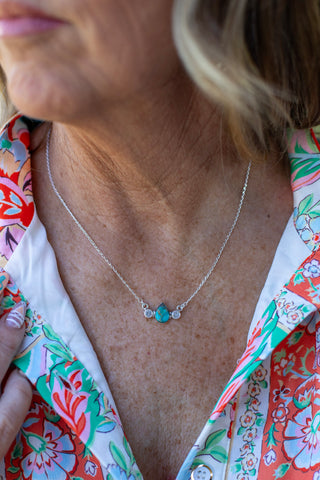 Western Halo Necklace ~ Teardrop