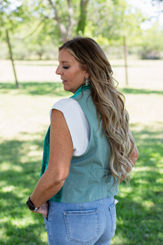Mesmerized Velvet Vest ~ Turquoise