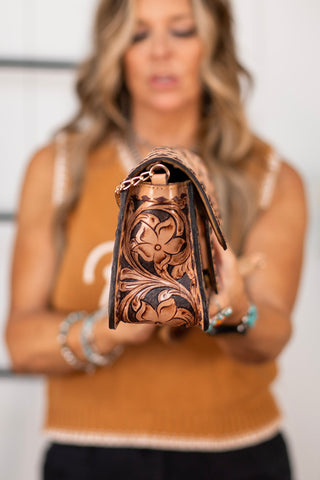 Cowtown Classic Clutch Handbag ~ Tooled Leather