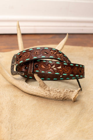 Paisley Leather Belt