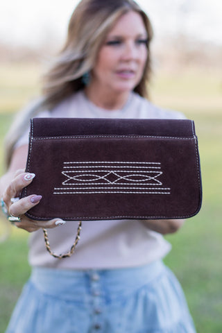 Cowtown Classic Clutch Handbag ~ Brown