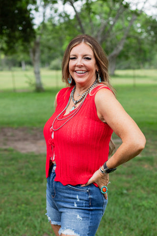 Tied & True Sweater ~ Red