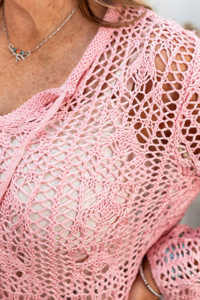 Willow Crochet Sweater ~ Pink