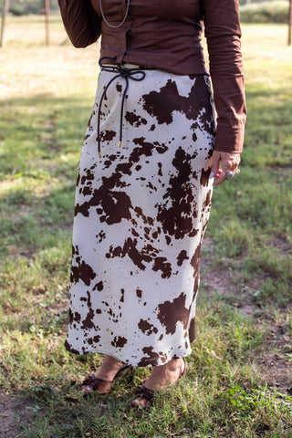 Desert Drift Cowhide Midi Skirt
