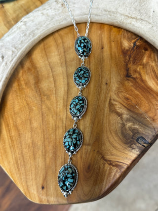 Mosaic Turquoise Lariat Necklace