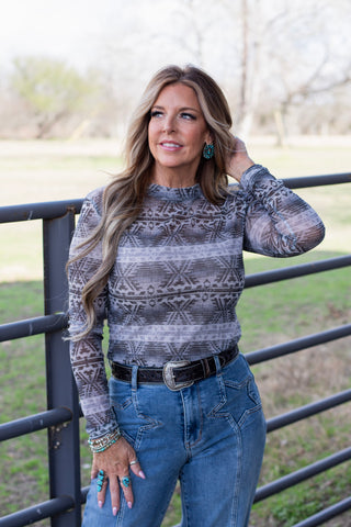 Silver Smoke Mesh Top