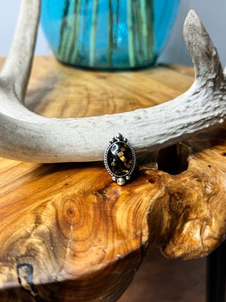 Mosaic Onyx & Tigers Eye Amber Ring