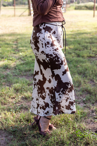 Desert Drift Cowhide Midi Skirt