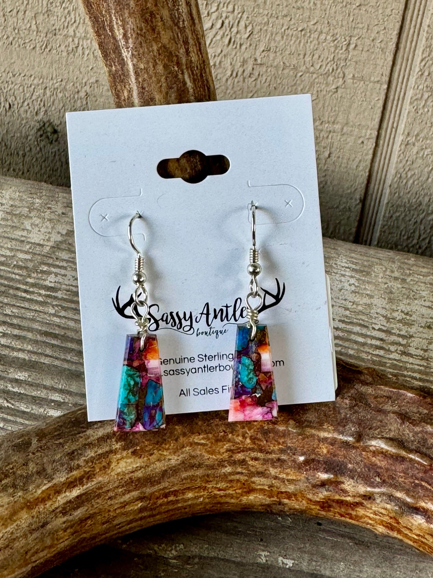 Pink Dahlia Slab Earrings