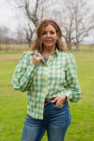 Lemon Drop Gingham Blouse