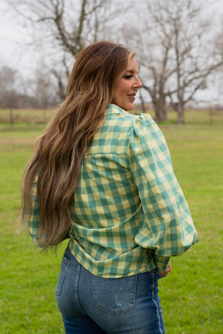 Lemon Drop Gingham Blouse