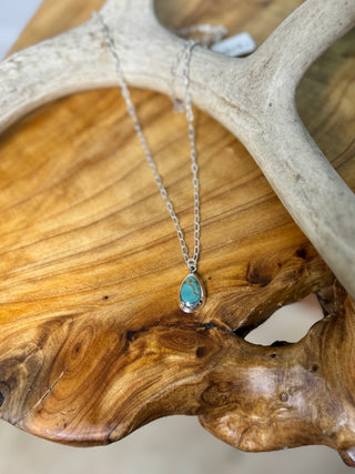 Kingman Turquoise Teardrop Necklace