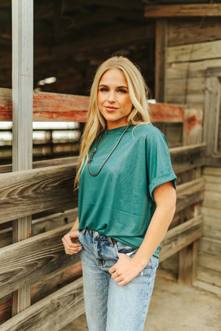 Luxy Bucks Top ~ Teal