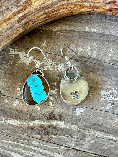 Number 8 Turquoise Dangle Earrings