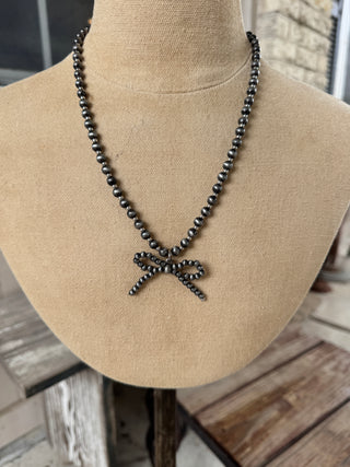 Silver Lining Bow Necklace