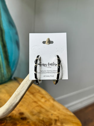 Chicklet Hoop Earrings ~ Onyx