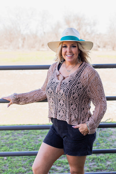 Willow Crochet Sweater ~ Taupe