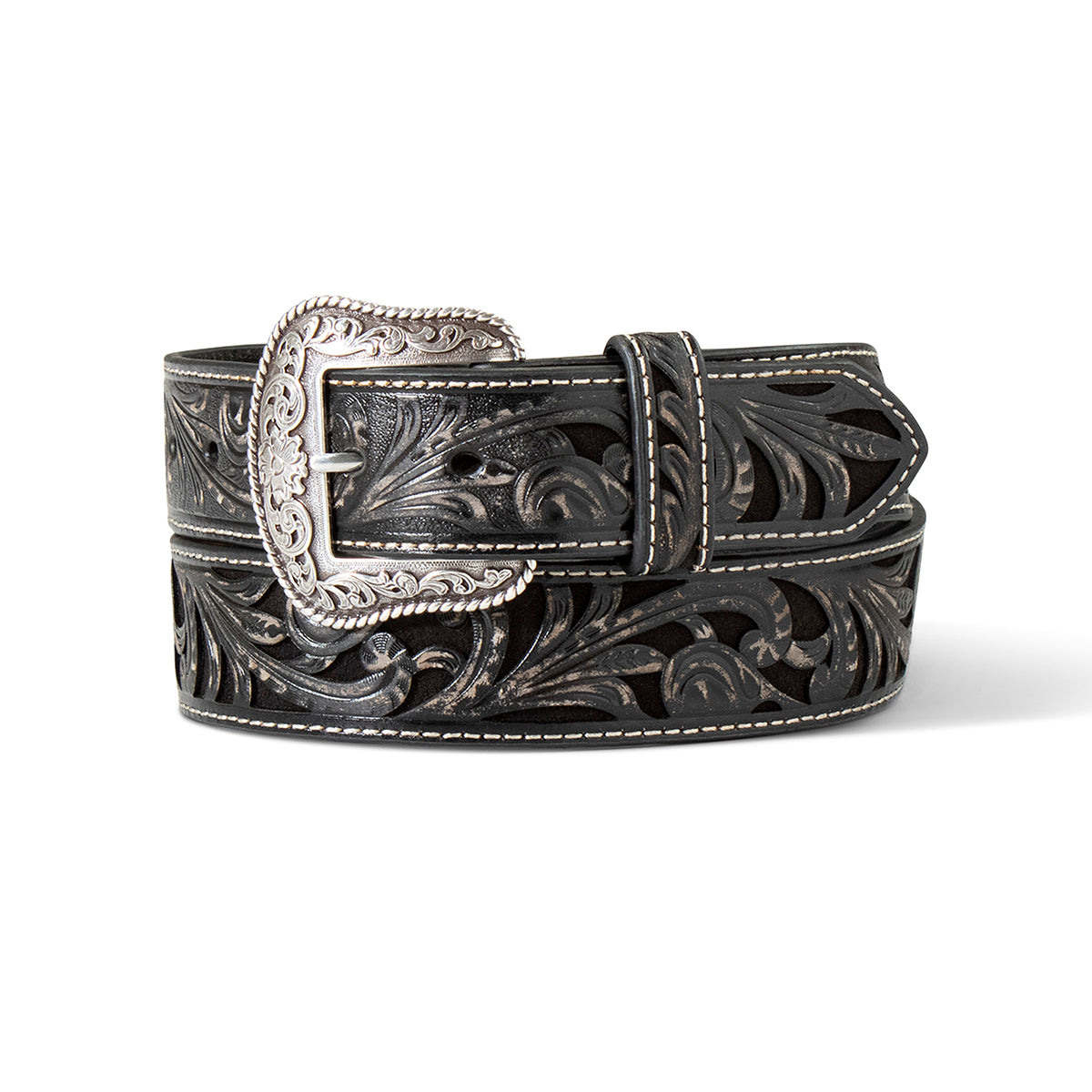 Black Tooled Belt by Ariat