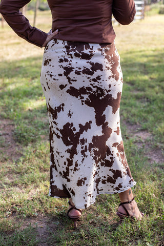 Desert Drift Cowhide Midi Skirt