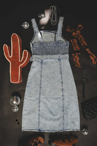 Buckle Up Blues Dress