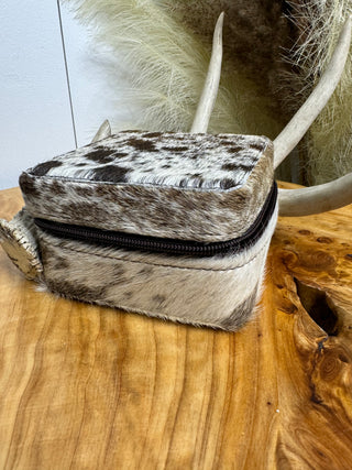 Cowhide Square Jewelry Box ~ Brown