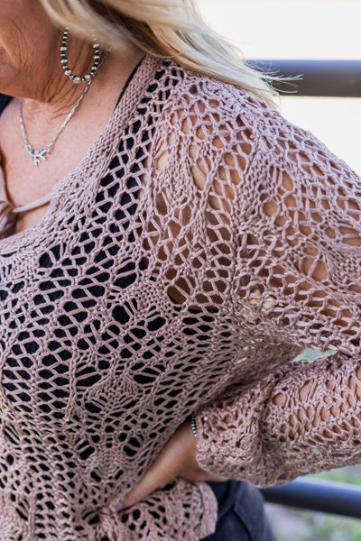 Willow Crochet Sweater ~ Taupe