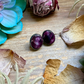 Purple Spiny Oyster Stud Earrings – Sterling Silver