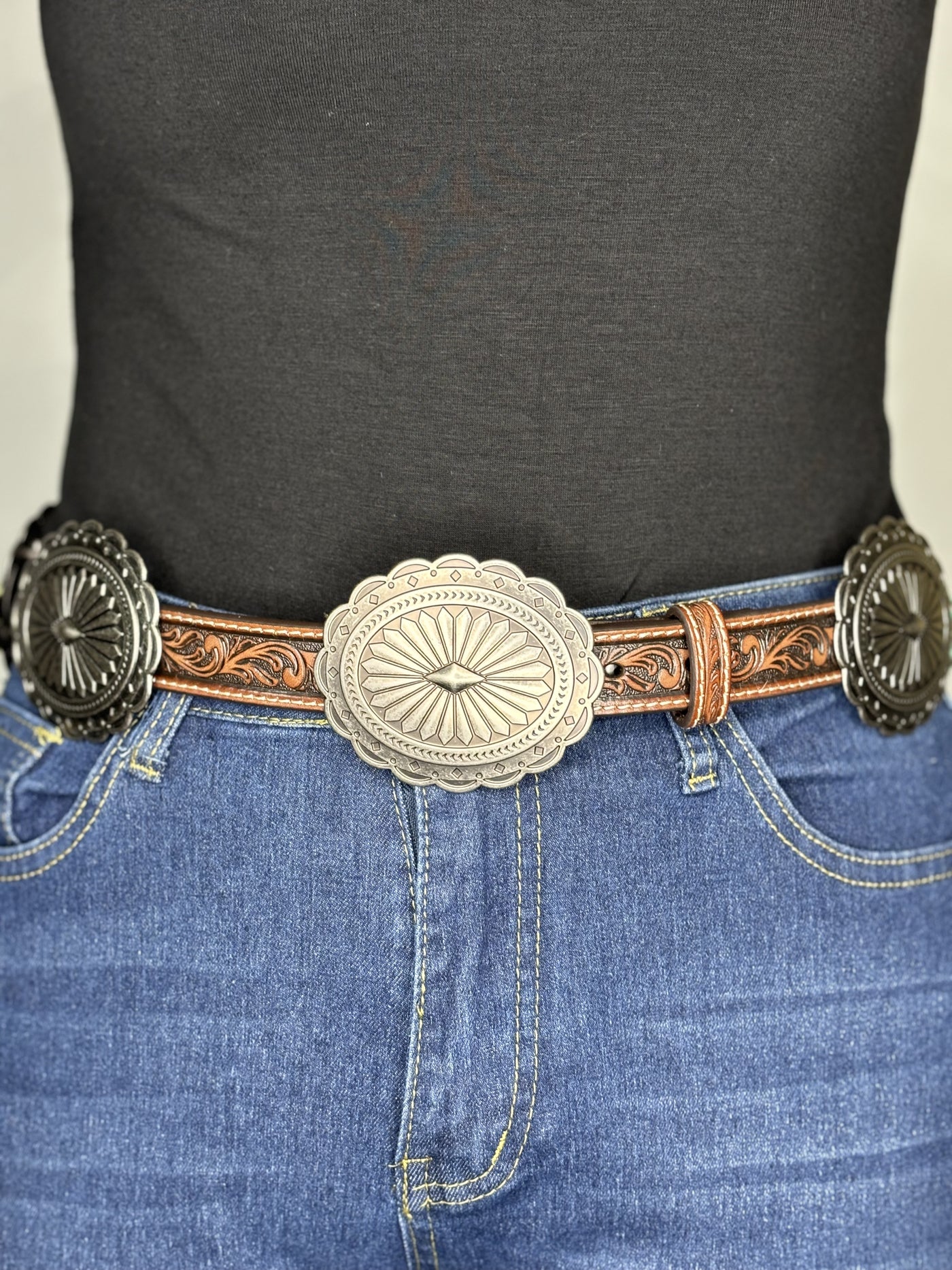 Floral Oval Concho Belt by Ariat