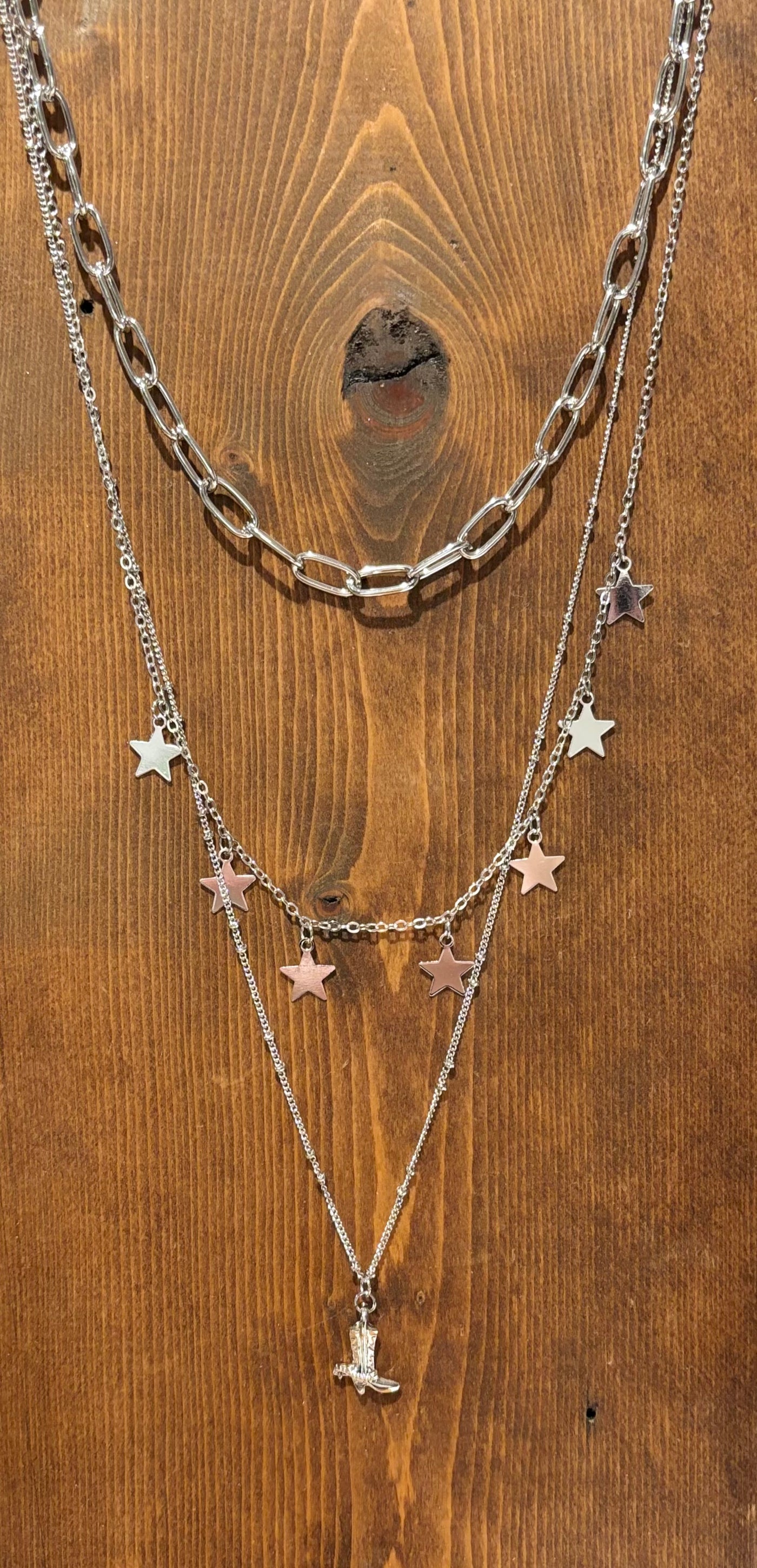Stars and Cowboy Boot Chain Necklace