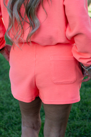 Corded Short ~ Neon Coral
