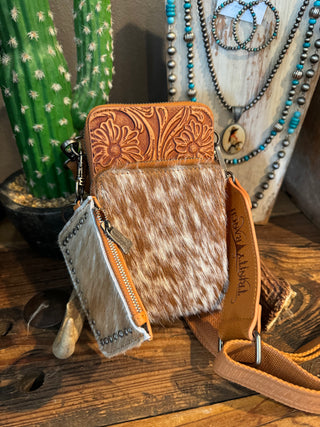 Hair on Hide Cell Phone Purse Set ~ Light Brown