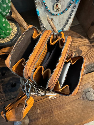 Hair on Hide Cell Phone Purse Set ~ Light Brown