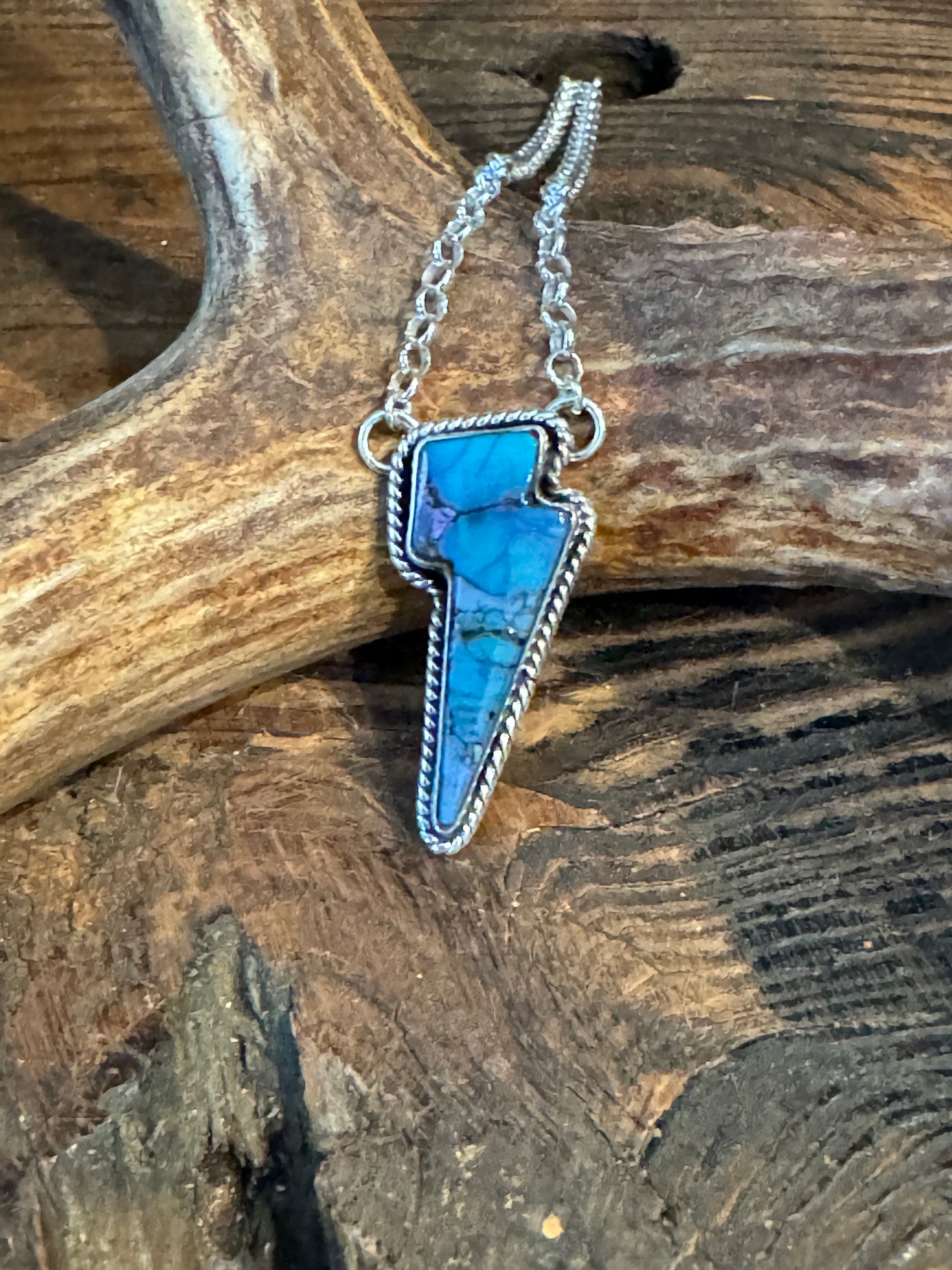 Lightning Bolt Necklace ~ Mojave Turquoise