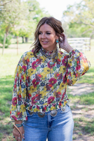 Wild Bloom Ruffle Blouse