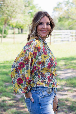 Wild Bloom Ruffle Blouse