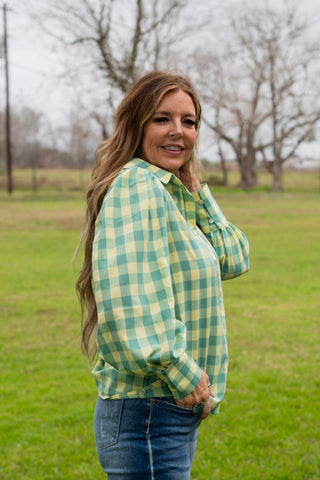 Lemon Drop Gingham Blouse