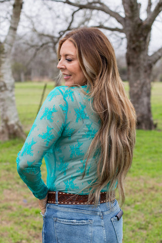 Desert Lace Top ~ Turquoise